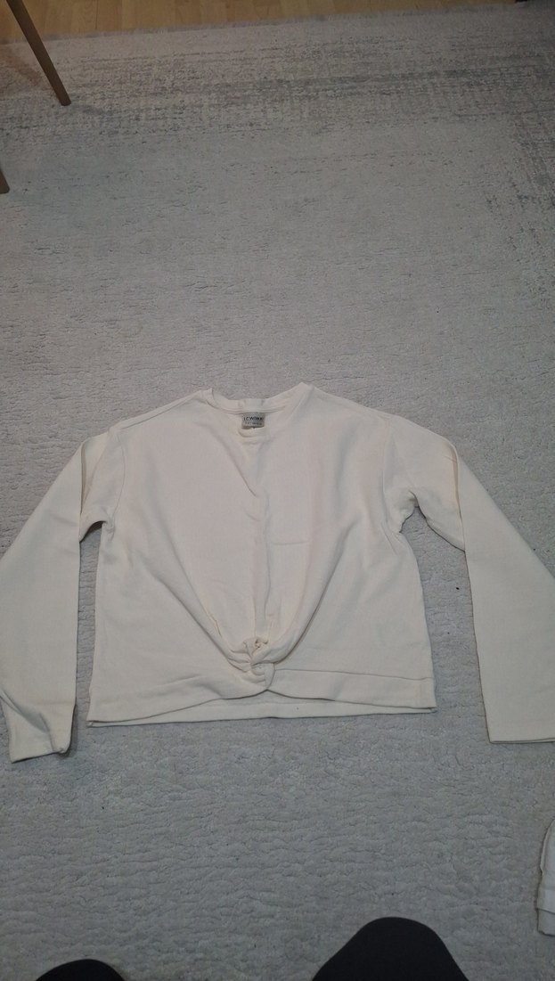 Kız Çocuk ekru renk Basic Uzun Kollu Tişört - Görsel 2