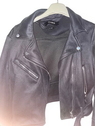 m Beden siyah Renk Pull &Bear süet crop Ceket