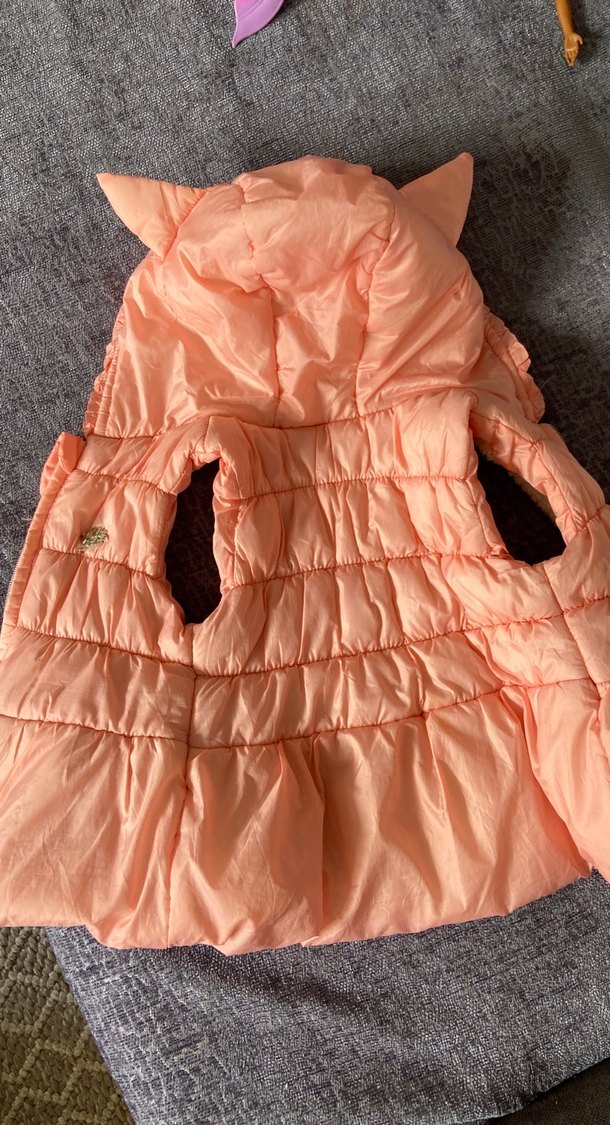 Kız Çocuk Pembe Peluş Detaylı Yelek - Görsel 3