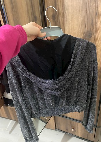 Gri Mini Fermuarlı Kadın Ceket - Görsel 2