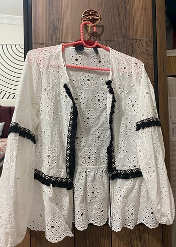 Dantel Detaylı Beyaz Bohem Kadın Bluz - Görsel 3