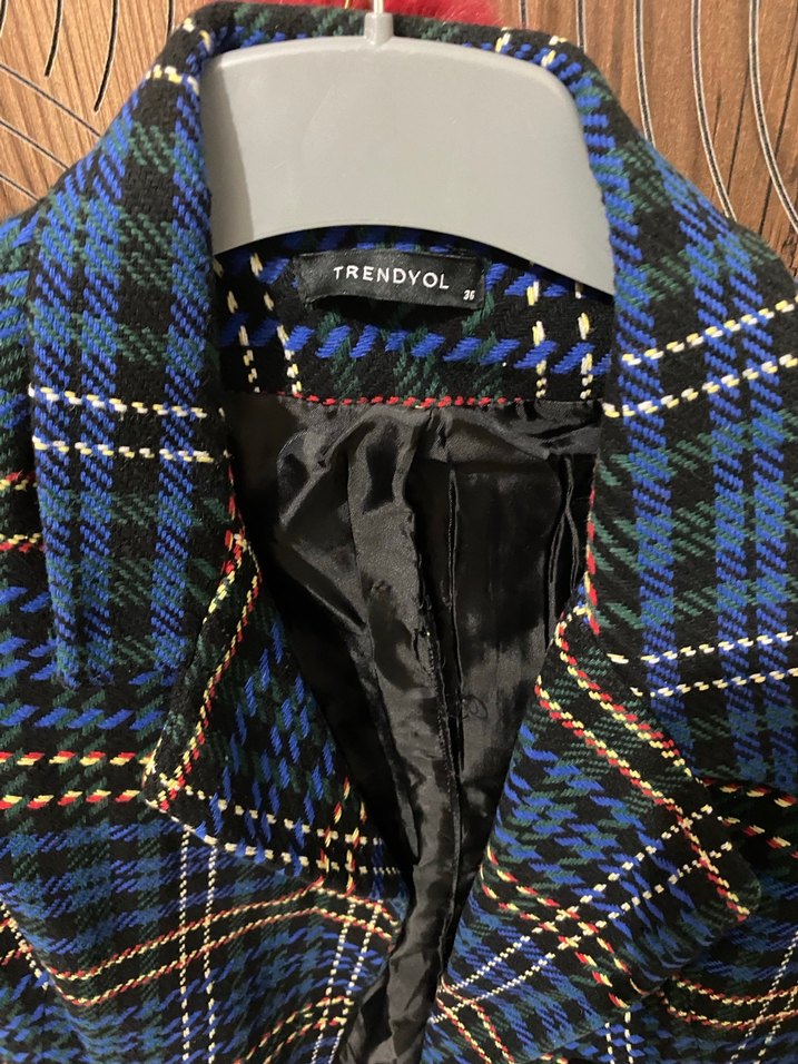 Ekose Desenli Kadın Blazer Ceket - Görsel 3