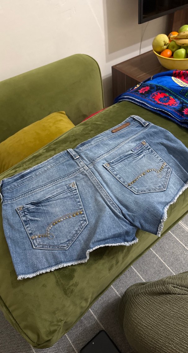 Düğmeli Mavi Mini Denim Şort - Görsel 2