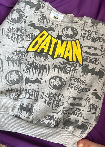 Batman Baskılı Gri Erkek çocuk Sweatshirt - Görsel 2