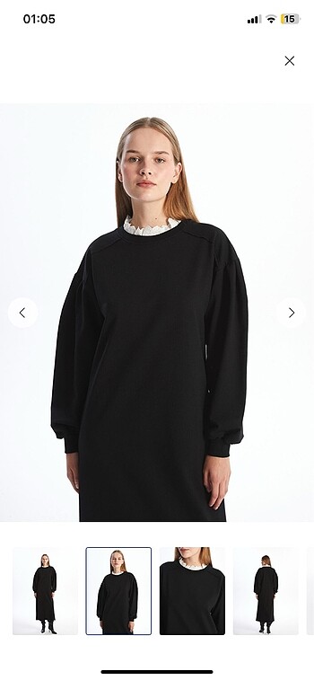 s Beden Fırfırlı dik yaka sweatshirt elbise