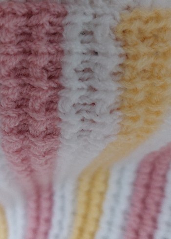 Pastel Renkli Örgü Çocuk Battaniyesi - Görsel 3