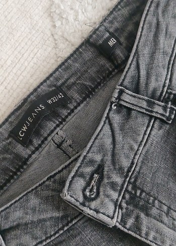 Gri Bol Kesim Midi Kot Pantolon - Görsel 3