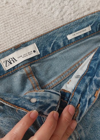 zara Kadın Gri Mavi Yırtık Salaş Kot Pantolon - Görsel 2