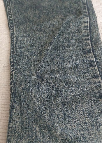 Düğmeli Gri Batik Desenli Kadın Denim Pantolon - Görsel 2