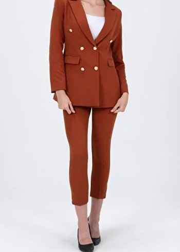 Düğmeli Kahverengi Kadın Blazer Ceket