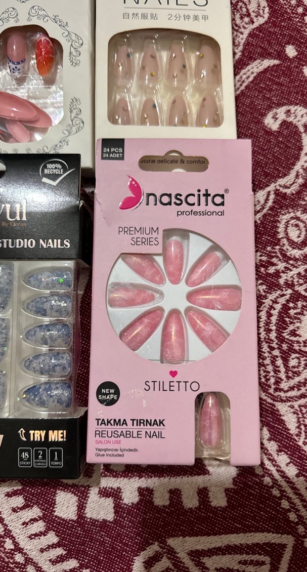 Pastel Pembe Stiletto Takma Tırnak Seti - Görsel 5