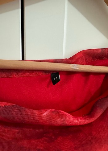 Kırmızı Drapeli Uzun Kadın Elbise - Görsel 4