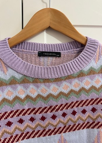 Bohem Çok Renkli Desenli Örgü Kadın Kazak - Görsel 2