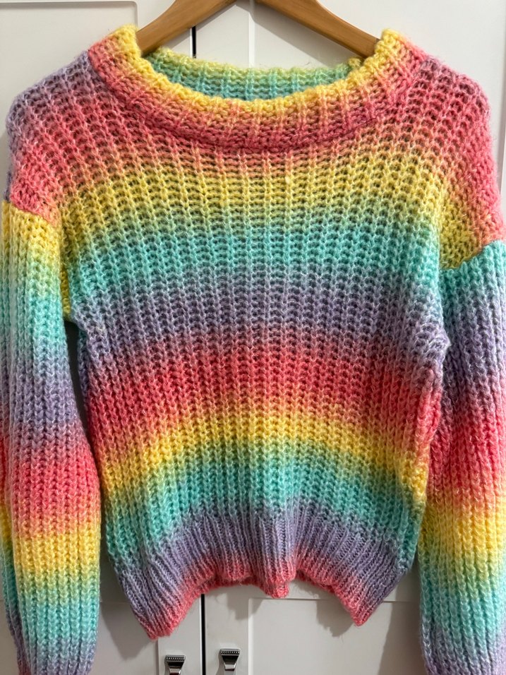 Renkli Batik Desenli Örgü Kadın Kazak - Görsel 2