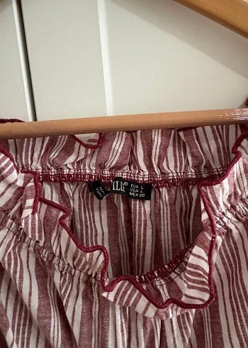 Bordo Çizgili Uzun Bohem Elbise - Görsel 2