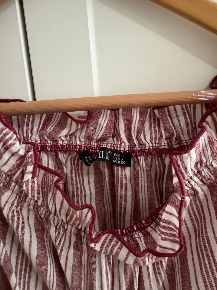 Bordo Çizgili Uzun Bohem Elbise - Görsel 2