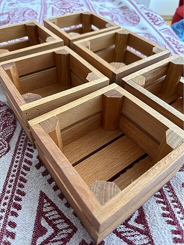 Ikea 6 adet Ahşap kare kutu