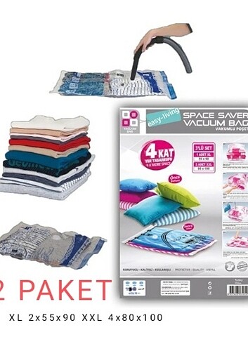 Vakumlu hurç çanta 2 paket 6 adet 