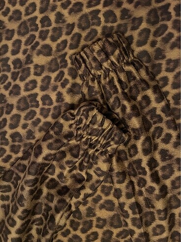 xs Beden Leopar desenli uzun elbise