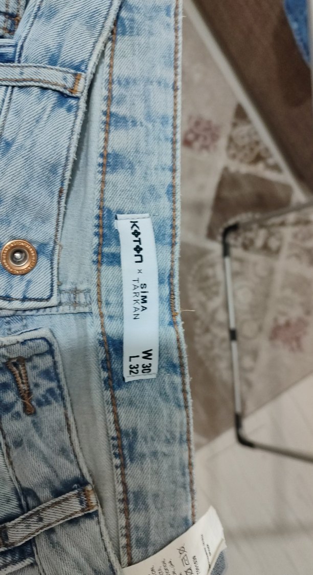 Gri Bol Kesim Midi Kot Pantolon koton markalı - Görsel 3