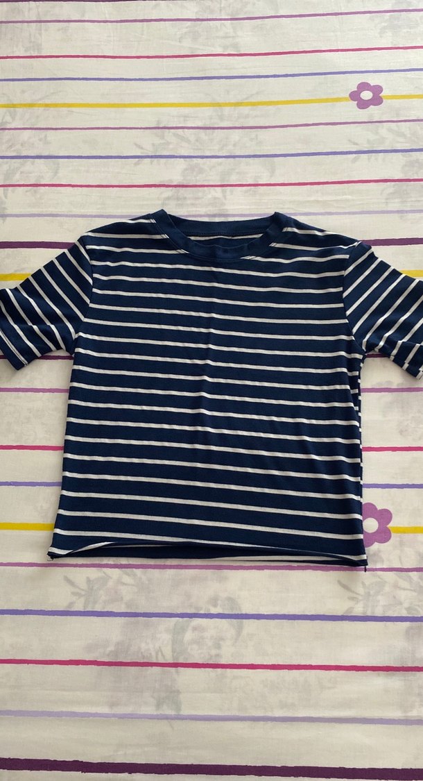 Erkek Çocuk Lacivert Çizgili Kısa Kollu Tişört - Görsel 2