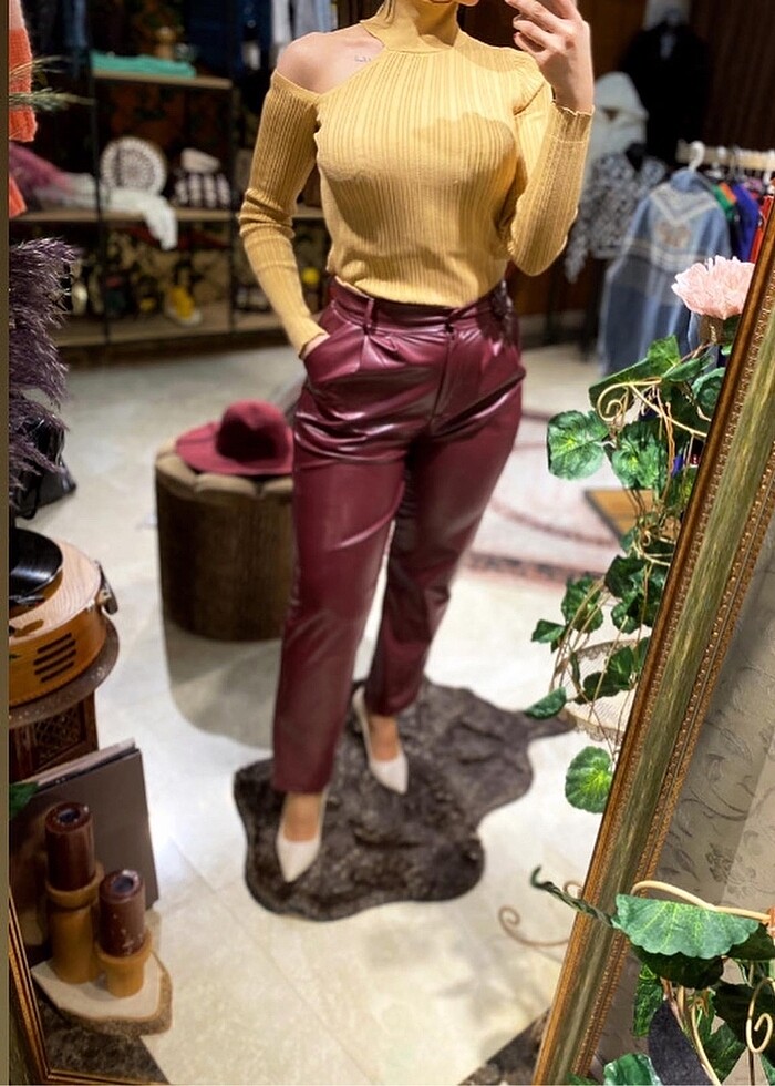 Suni deri pantolon - Görsel 4