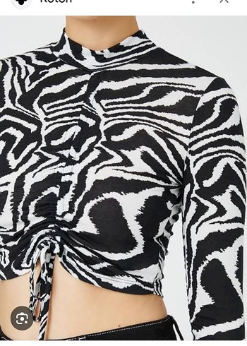 Zara Zebra Desenli Siyah Mini Bluz