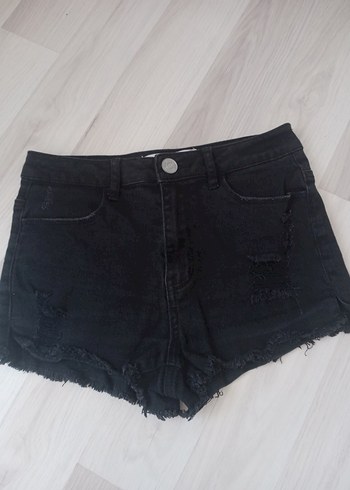 xs Beden Siyah Kadın Mini Denim Şort