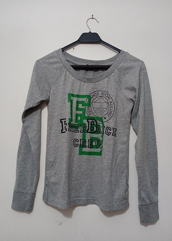 Gri Baskılı Uzun Kollu Kadın Sweatshirt