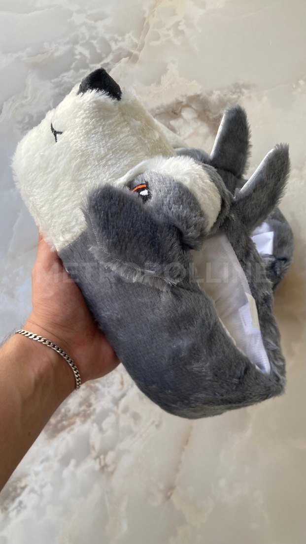 Köpek Figürlü Panduf / Gri - Görsel 4