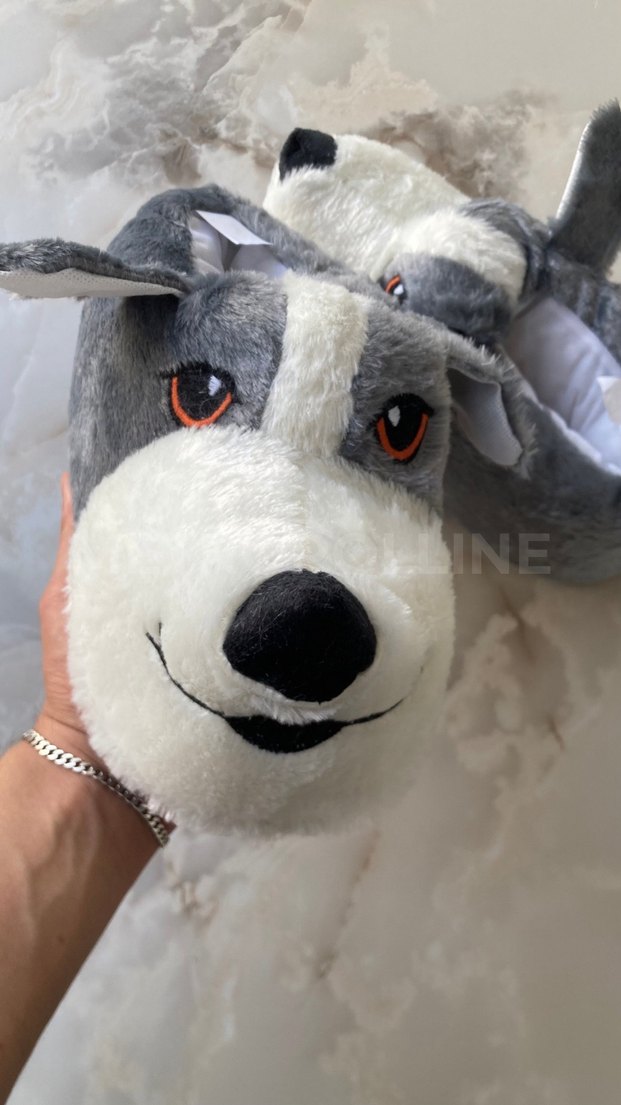 Köpek Figürlü Panduf / Gri - Görsel 3