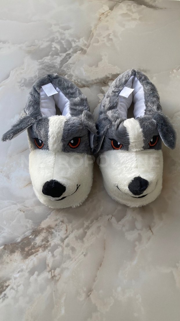 Köpek Figürlü Panduf / Gri - Görsel 2