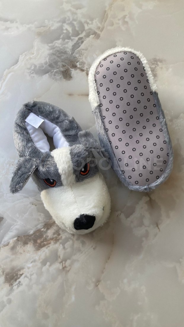 Köpek Figürlü Panduf / Gri - Görsel 5