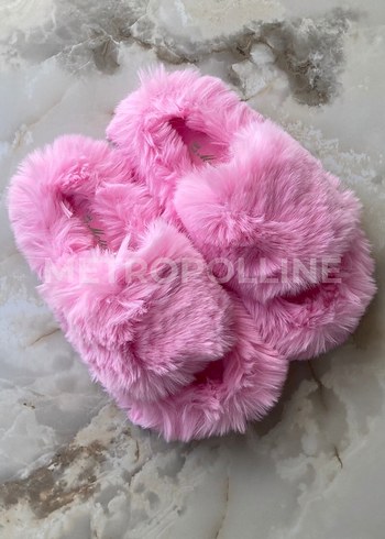 Tüylü Peluş Ev Terliği - Pembe