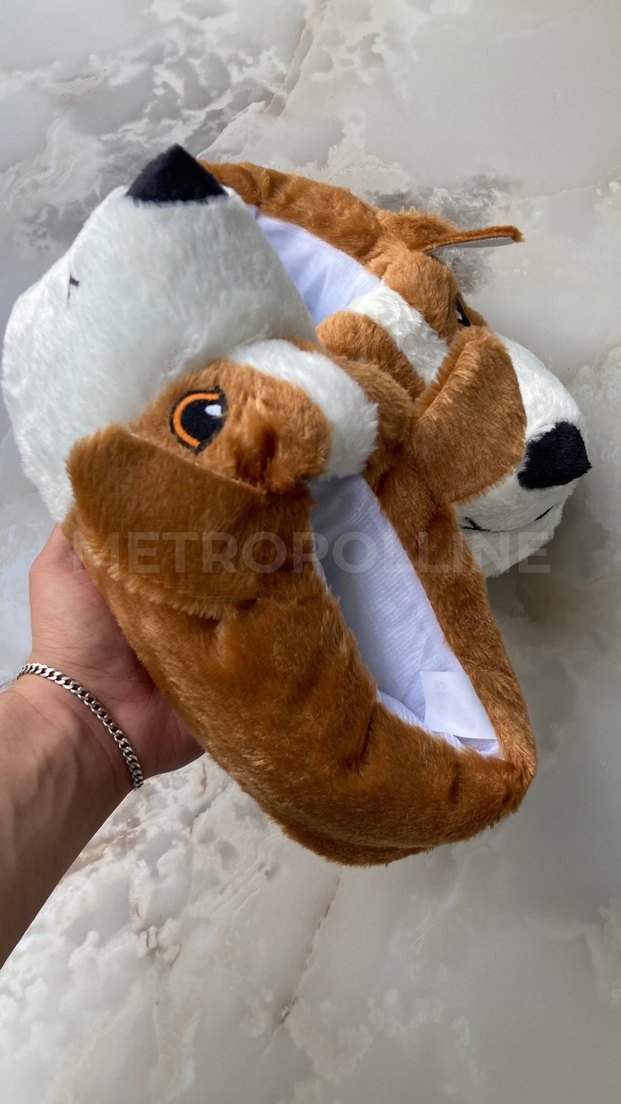 Köpek Figürlü Panduf - Kahverengi - Görsel 4