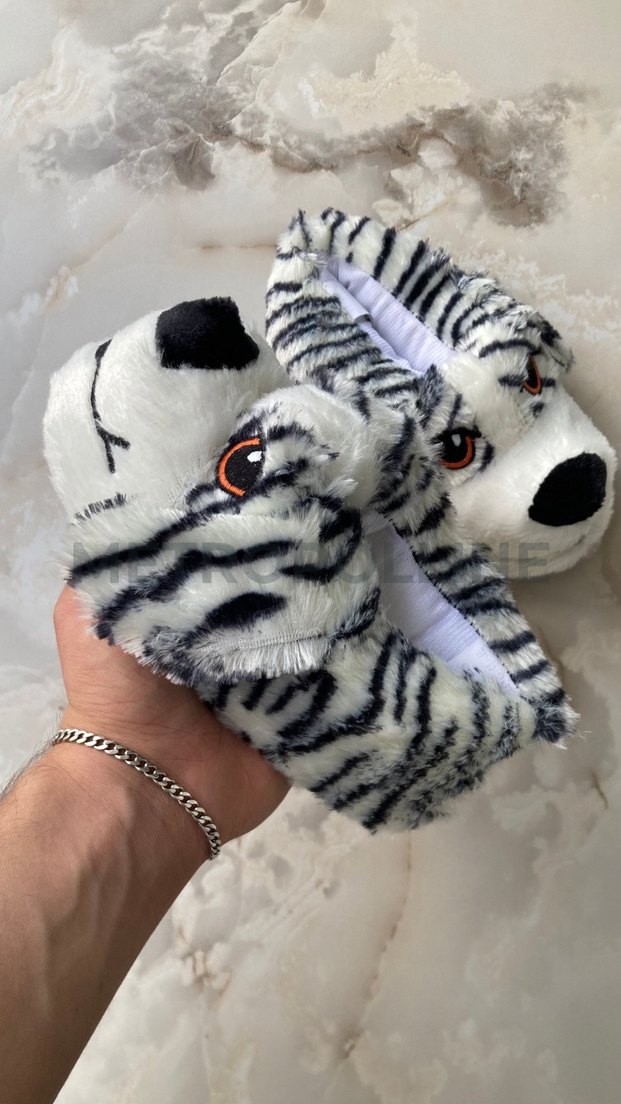 Köpek Figürlü Panduf - Siyah/Beyaz - Görsel 3