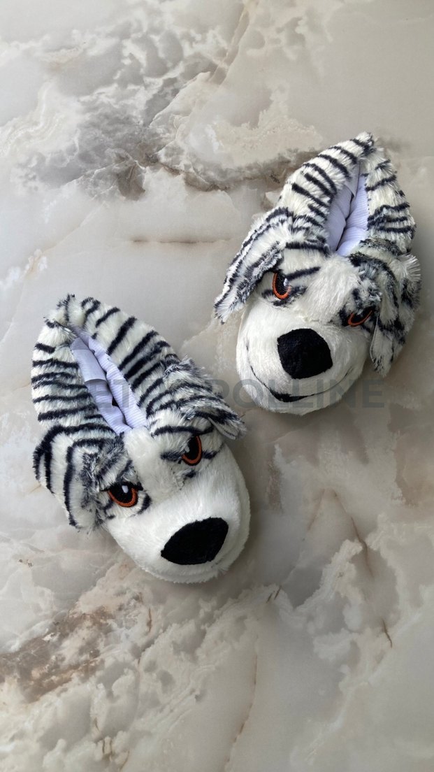 Köpek Figürlü Panduf - Siyah/Beyaz - Görsel 4