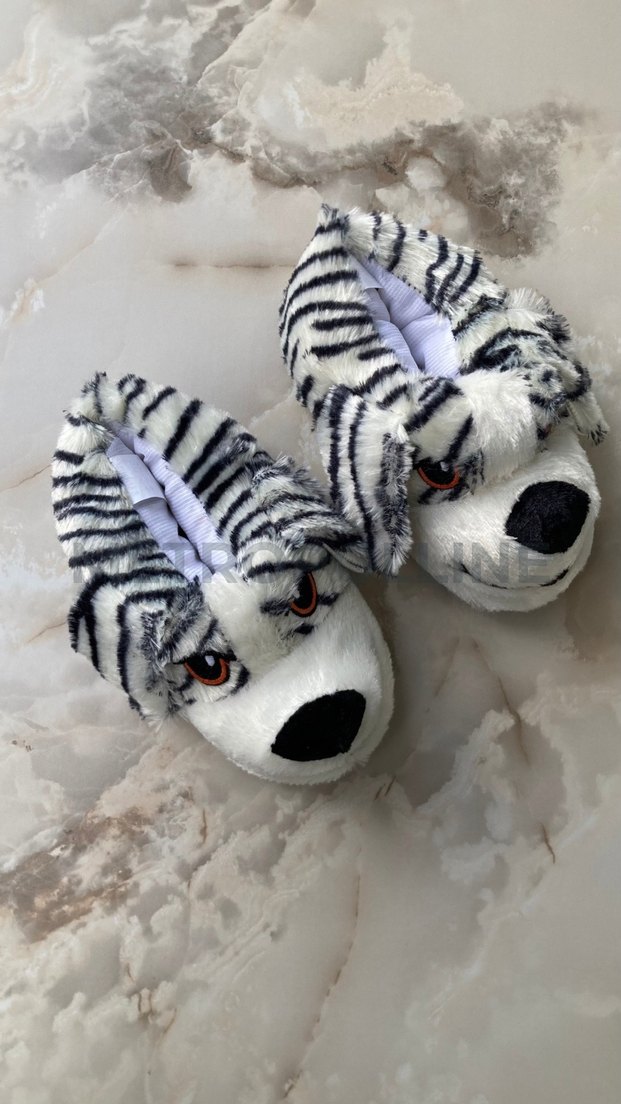 Köpek Figürlü Panduf - Siyah/Beyaz - Görsel 2