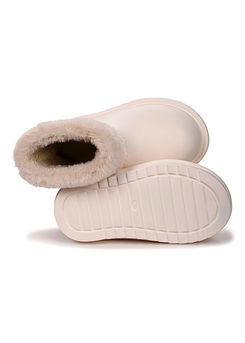 Su Geçirmez Kürklü Yağmur Botu - Ekru - Görsel 4