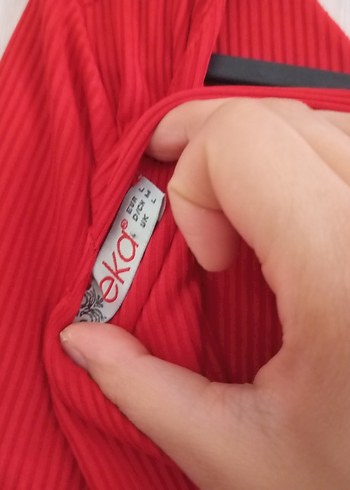 Kırmızı V Yaka Kadın Bluz - Görsel 4