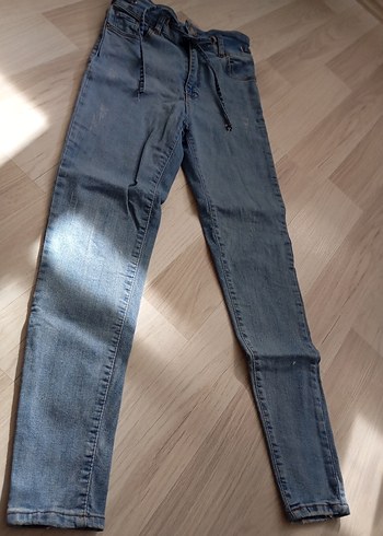Kadın Mavi Gri Denim Kemerli Jean - Görsel 2