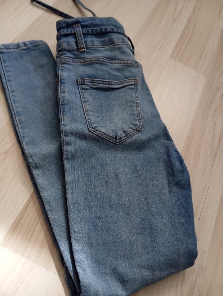 Kadın Mavi Gri Denim Kemerli Jean - Görsel 3