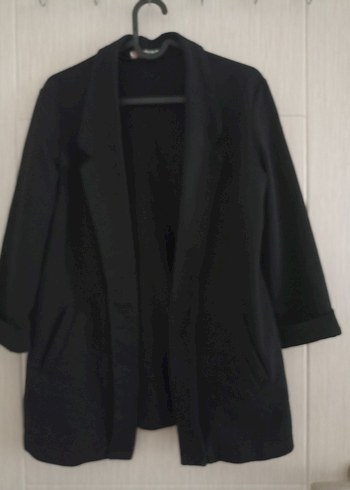 Siyah Kadın Düğmeli Midi Blazer Ceket