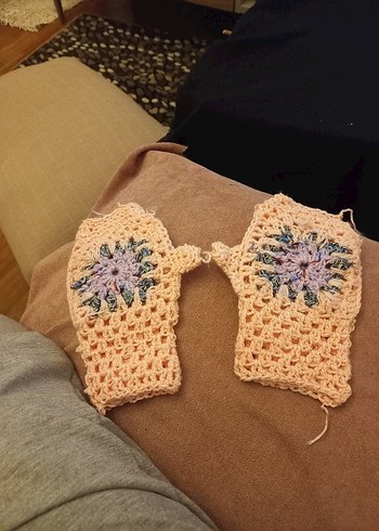 Bohem Çok Renkli Örgü Kadın Eldiveni - Görsel 3