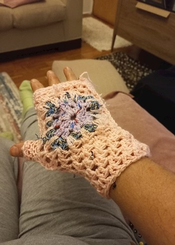 Bohem Çok Renkli Örgü Kadın Eldiveni - Görsel 4