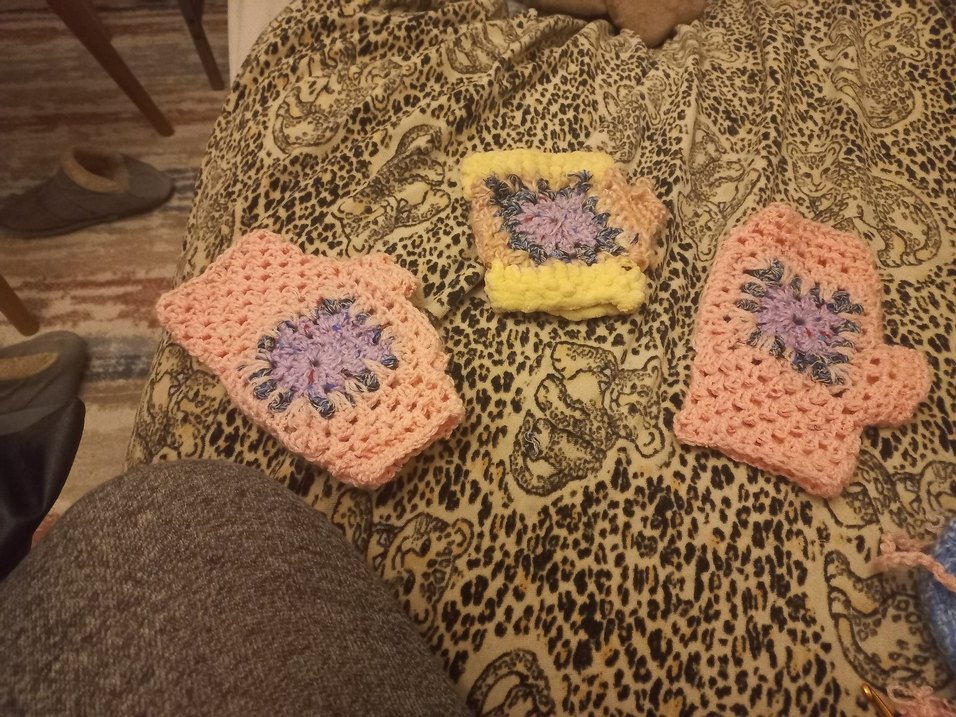 Bohem Çok Renkli Örgü Kadın Eldiveni - Görsel 2