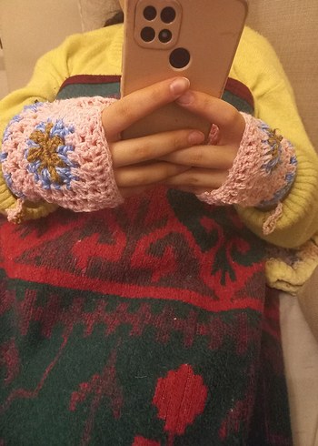 Renkli Örgü Kadın Eldivenleri - Görsel 4