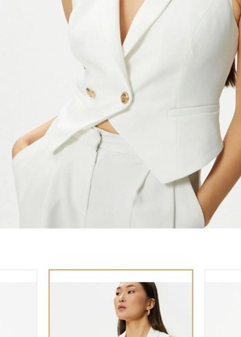Trendyol & Milla Minimal Beyaz Kolsuz Blazer Yelek
