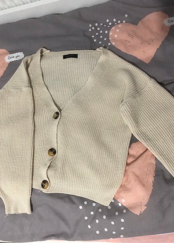 Bej Düğmeli Kadın Midi Triko Hırka - Görsel 3