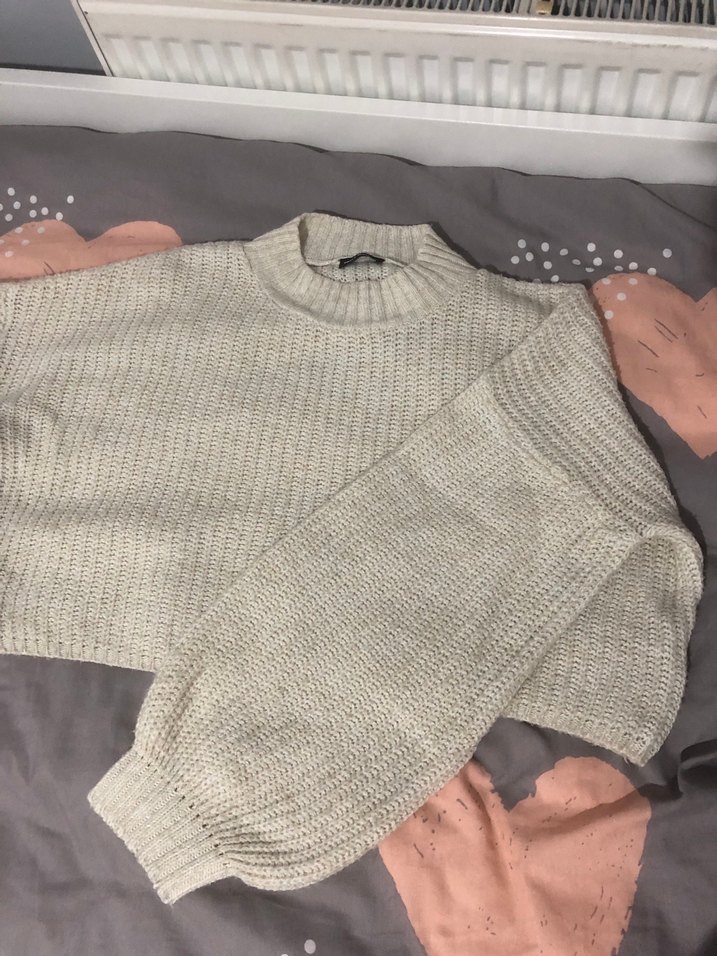 Gri Örgü Kadın Triko Kazak - Görsel 3